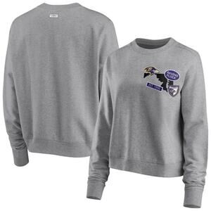 WEAR By Erin Andrews Heathered Gray Baltimore Ravens Patch Sweatshirt